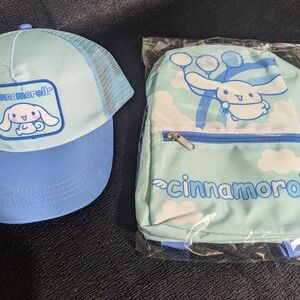 Cinnamoroll Blue and Light Blue Hat and Backpack Set